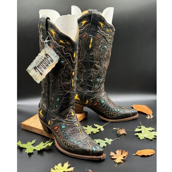 Corral Vintage Distressed Butterfly Rainbow Boots - Picture 1 of 11